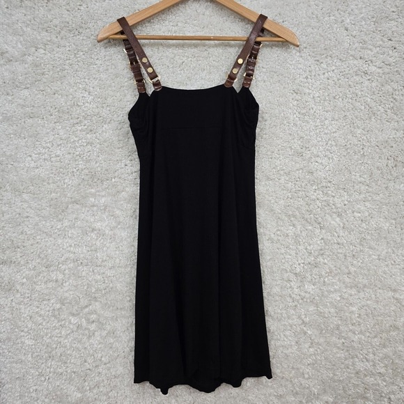 Cache‎ Womens Babydoll Mini Dress Buckle Strap Black Size M Y2K Steampunk - Picture 7 of 14